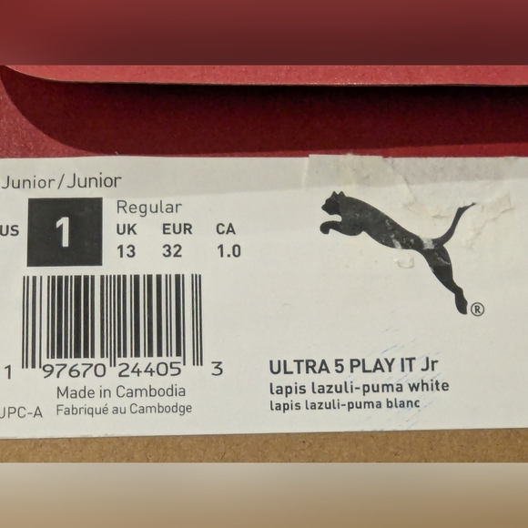 PUMA Kids Ultra 5 Play It Jr lapis lazuli/puma white Indoor Training Shoes Sz 1 - Picture 10 of 12